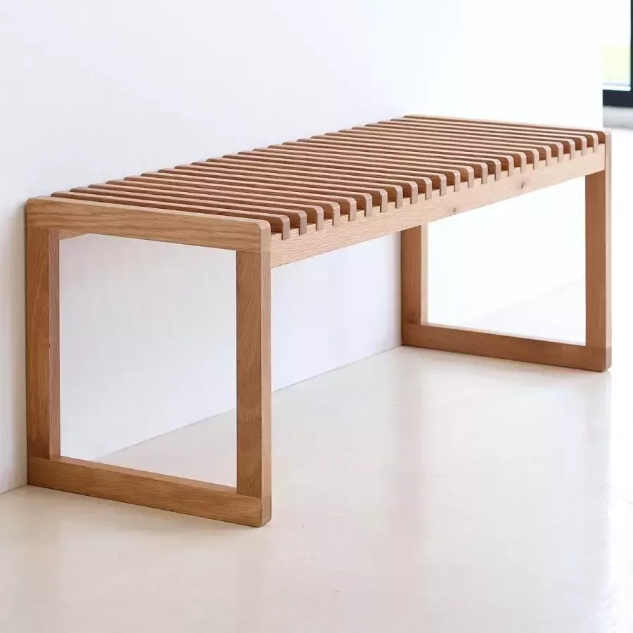 Furnidirect Garderobebank Aster Schoenenbank zitbankje Massief Eiken Scandinavisch Design Hoogwaardige mat-eiken afwerking