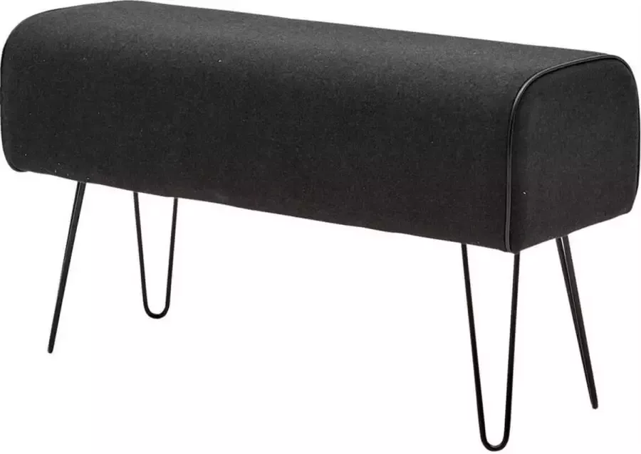 Furnidirect Garderobebank Dalia Scandinavisch design Poef Wol Leer 100 x 47 x 35 cm (bxhxd) Hoogwaardige afwerking