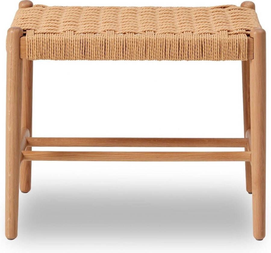 Furnidirect Garderobebank Margriet Klein Eiken Gewoven zitting Retro halbankje Scandinavisch Design