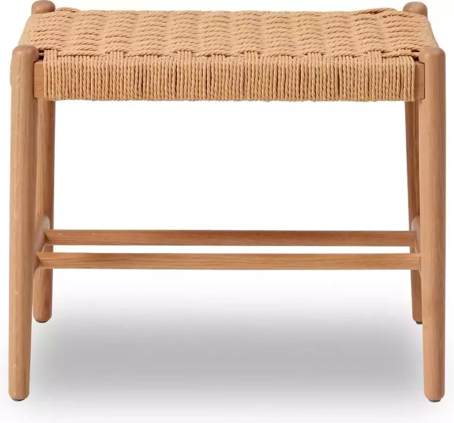 Furnidirect Garderobebank Margriet Klein Eiken Gewoven zitting Retro halbankje Scandinavisch Design