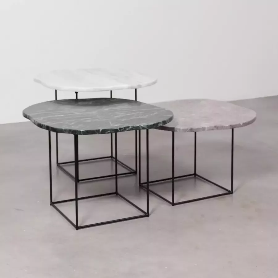 Furnified Bijzettafel Delphine Wit Marmer Zwart 60×60×35cm