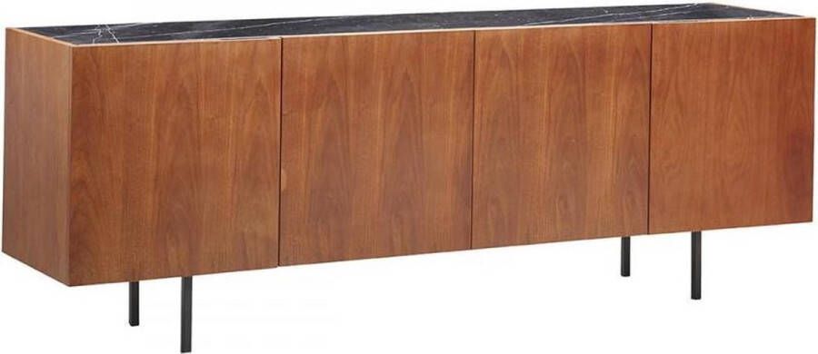Furnified Dressoir met Marmer Pisa Walnoot Zwart Marmer 200cm