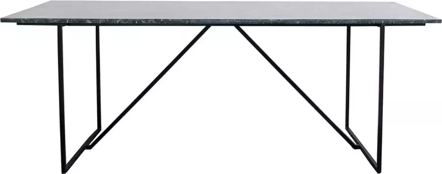 Furnified Rechte eettafel Martin Groen marmer Zwart Onderstel
