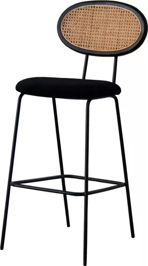 Furnified Retro Barkruk Dublin Zwart Naturel Rotan