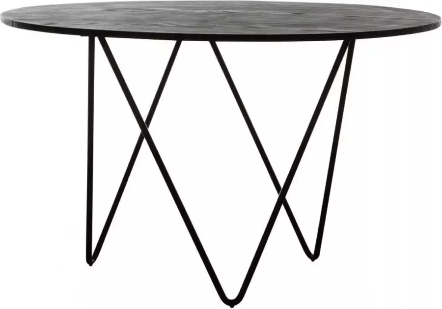 Furnified Ronde eettafel Renee Zwart Hout Ø125cm Zwarte Poot