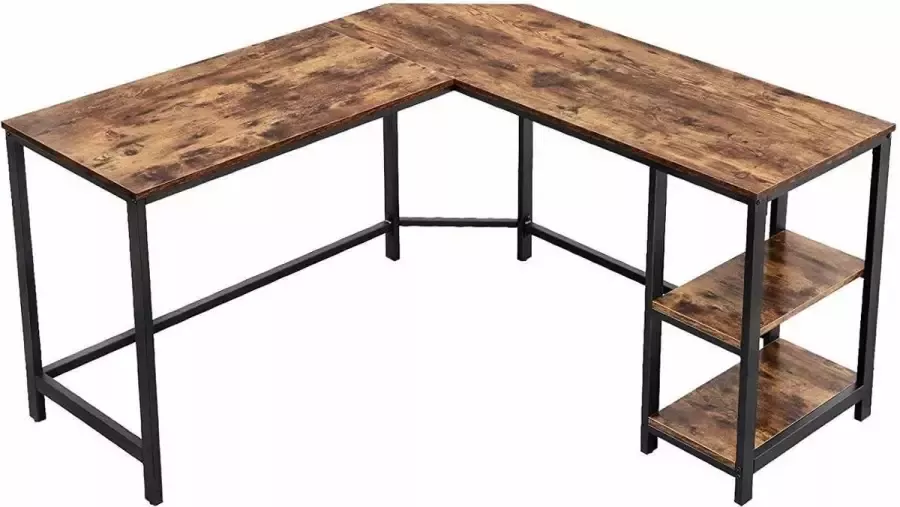 Furnihaus Computer tafel Hoek Bureau Idustrieel Vintage Hout Metaal 138x138x75cm