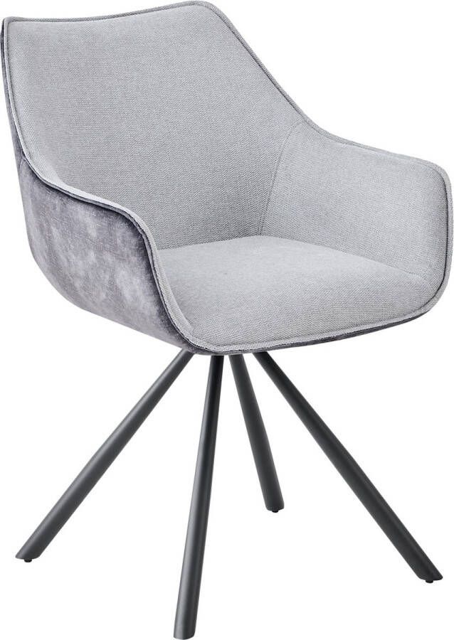 Furnihaus Draaibare Eetkamerstoelen met armleuning Amber Grijs Antraciet Set van 2