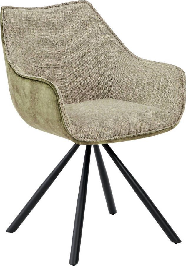 Furnihaus Draaibare Eetkamerstoelen met armleuning Amber Taupe Groen Set van 2