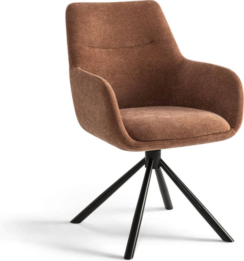 Furnihaus Draaibare Eetkamerstoelen met armleuning set van 4 Olivia Roestbruin Stof