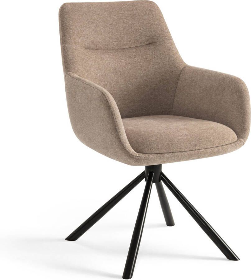 Furnihaus Draaibare Eetkamerstoelen met armleuning set van 4 Olivia Taupe Stof