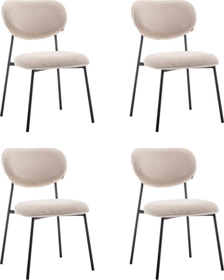 Furnihaus Eetkamerstoelen set van 4 Amalia Teddy Beige Stof Eettafel stoelen