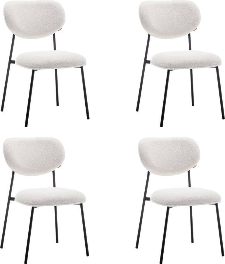 Furnihaus Eetkamerstoel set van 4 Amalia Teddy Creme Stof
