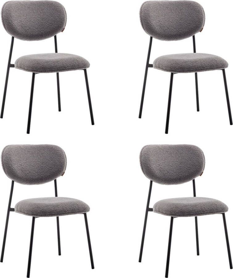 Furnihaus Eetkamerstoelen set van 4 Amalia Teddy Grijs Stof