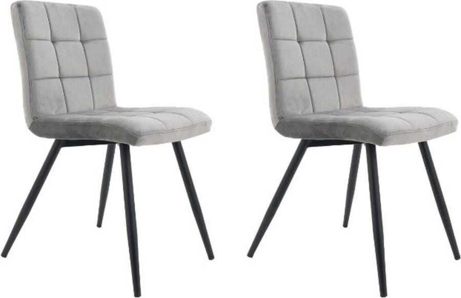 Furnihaus Eetkamerstoelen Set van 2 Collin -Grijs- Metaalpoot Fluweel