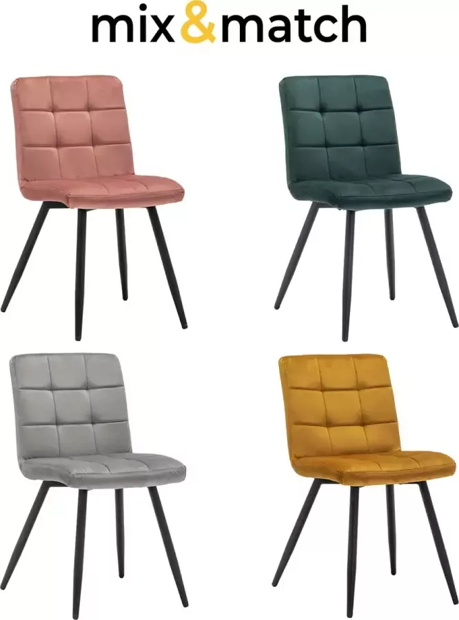 Furnihaus Eetkamerstoelen set van 4 Collin Velvet Bordeaux- Fluweel Metaalpoot