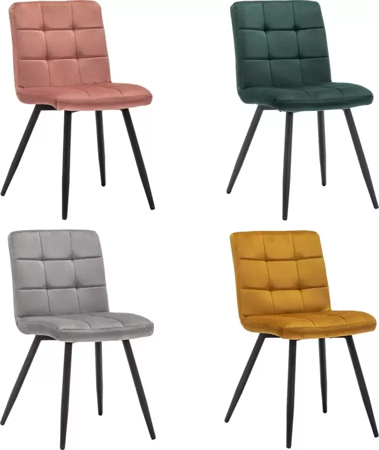 Furnihaus Velvet Eetkamerstoelen Set van 4 Collin Grijs Metaalpoot Fluweel Velvet