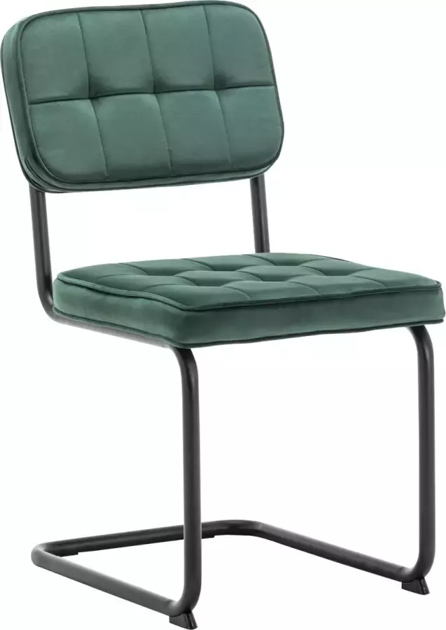 Furnihaus Eetkamerstoel Flexa Groen Metaalpoot Fluweel