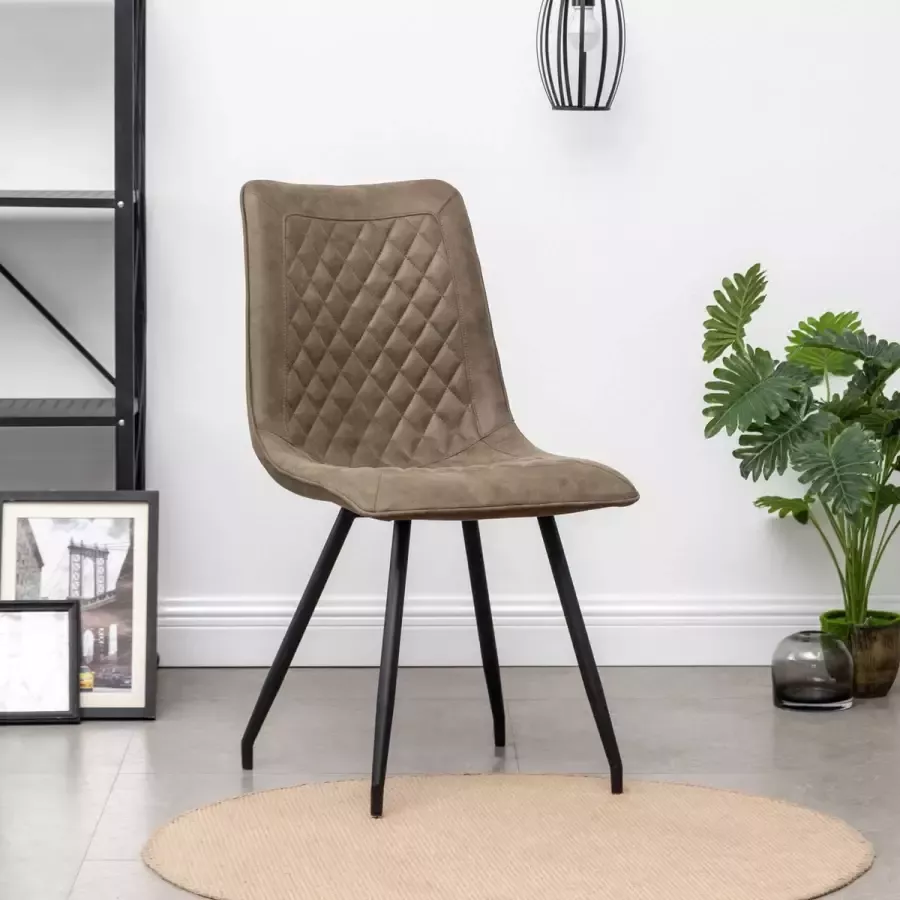 Furnihaus Eetkamerstoel Kick Olijf Metaalpoot Microvezel