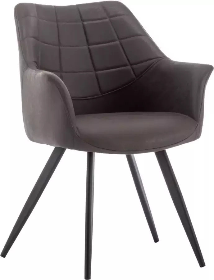 Furnihaus Eetkamerstoel met armleuning Moon Antraciet Metaalpoot Microvezel - Foto 1