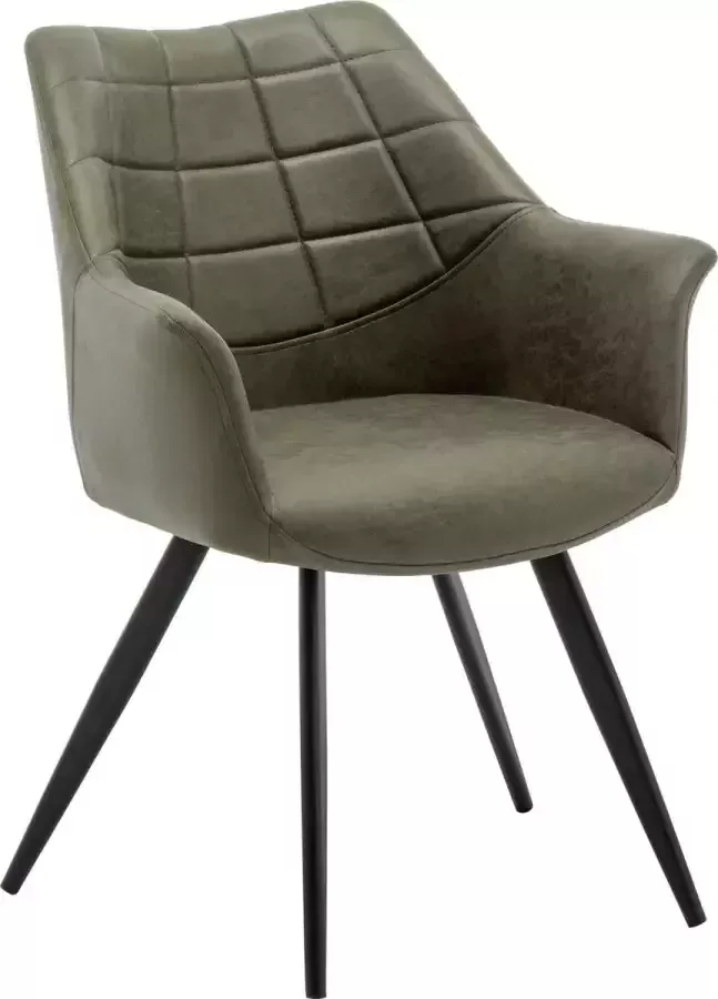 Furnihaus Eetkamerstoelen Moon Metaalpoot Microvezel Groen Set van 2