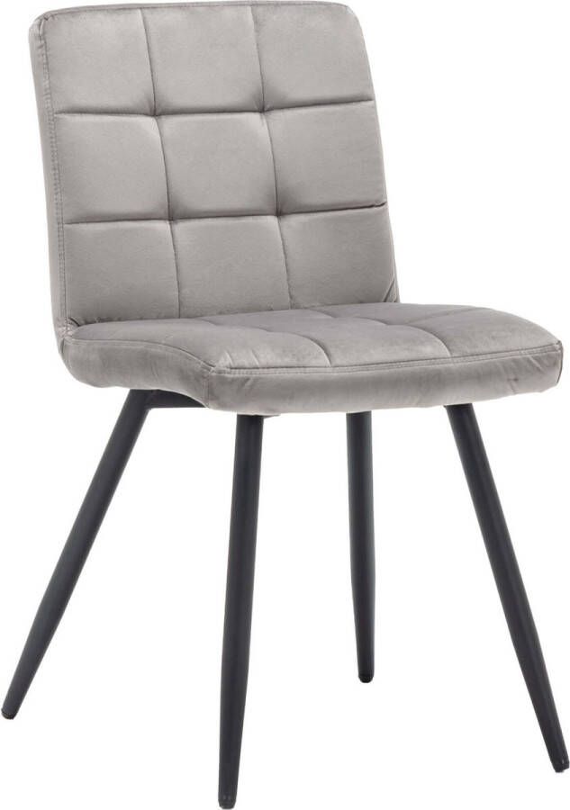 Furnihaus Eetkamerstoelen Set van 2 Collin Grijs Metaalpoot Fluweel