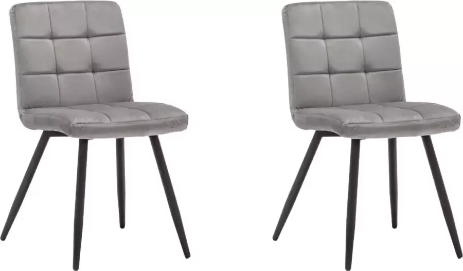 Furnihaus Eetkamerstoelen Set van 2 Collin Grijs Metaalpoot Fluweel