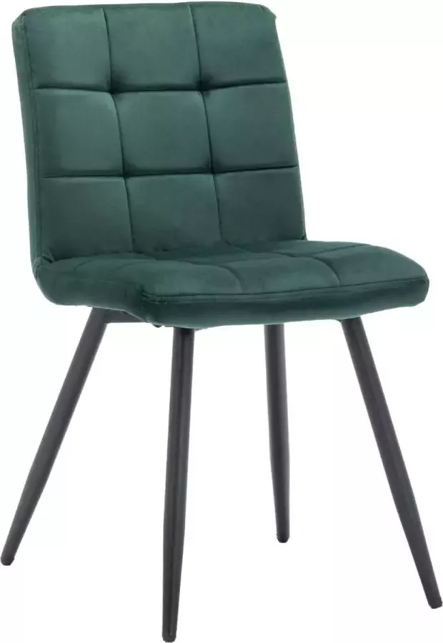 Furnihaus Eetkamerstoelen Set van 2 Collin Groen Metaalpoot Fluweel