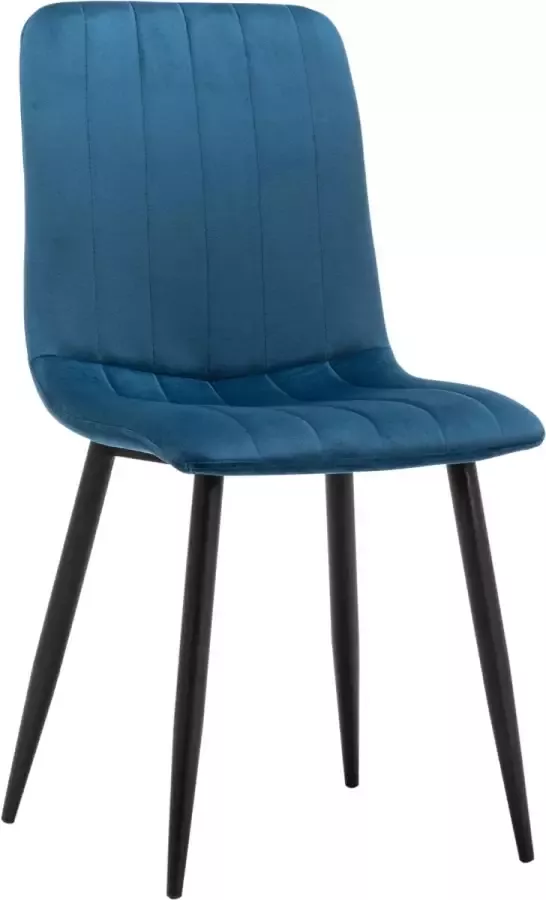 Furnihaus Eetkamerstoelen Set van 2 Fox Blauw Metaalpoot Fluweel