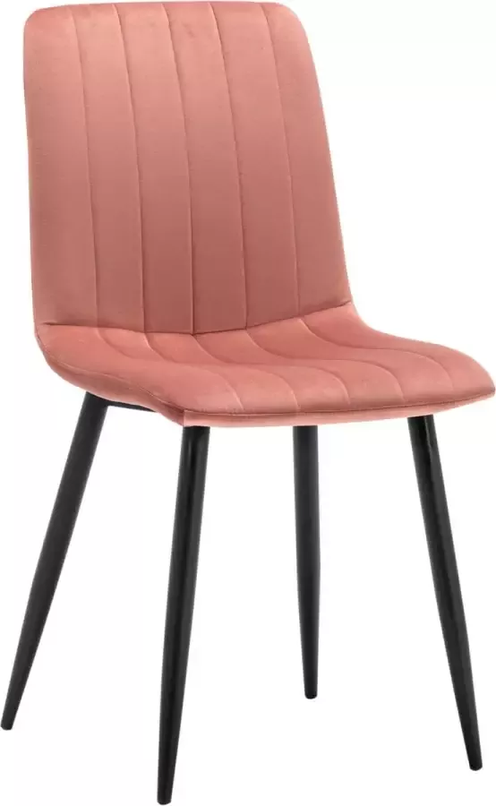 Furnihaus Eetkamerstoelen Set van 2 Fox Roze Metaalpoot Fluweel