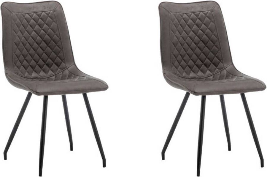Furnihaus Eetkamerstoelen Set van 2 Kick Antraciet Metaalpoot Microvezel
