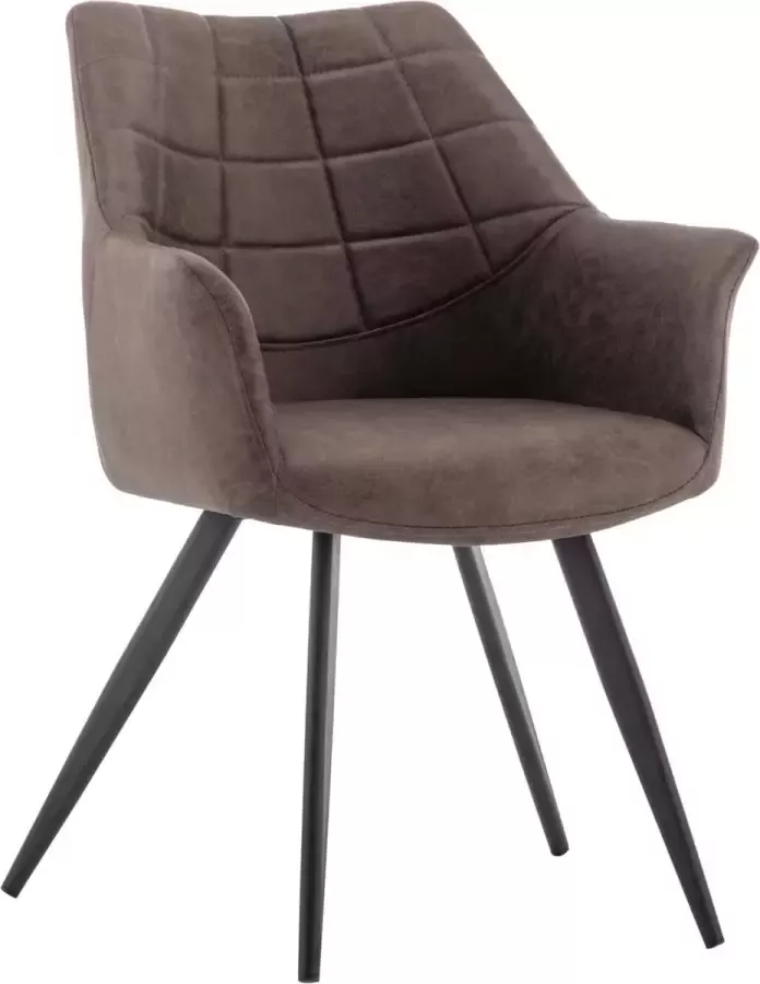 Furnihaus Eetkamerstoelen set van 2 met armleuning Moon Taupe Metaalpoot Microvezel