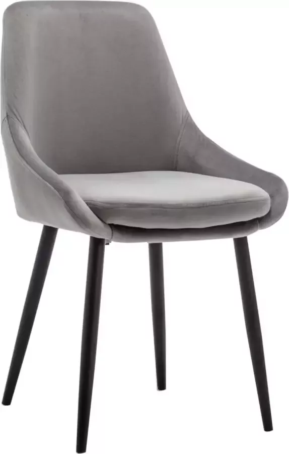 Furnihaus Eetkamerstoelen Set van 2 Oscar Velvet Grijs Metaalpoot Fluweel
