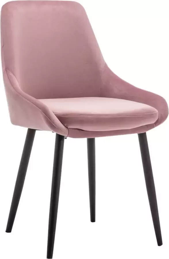 Furnihaus Eetkamerstoelen Set van 2 Oscar Velvet Roze Metaalpoot Fluweel