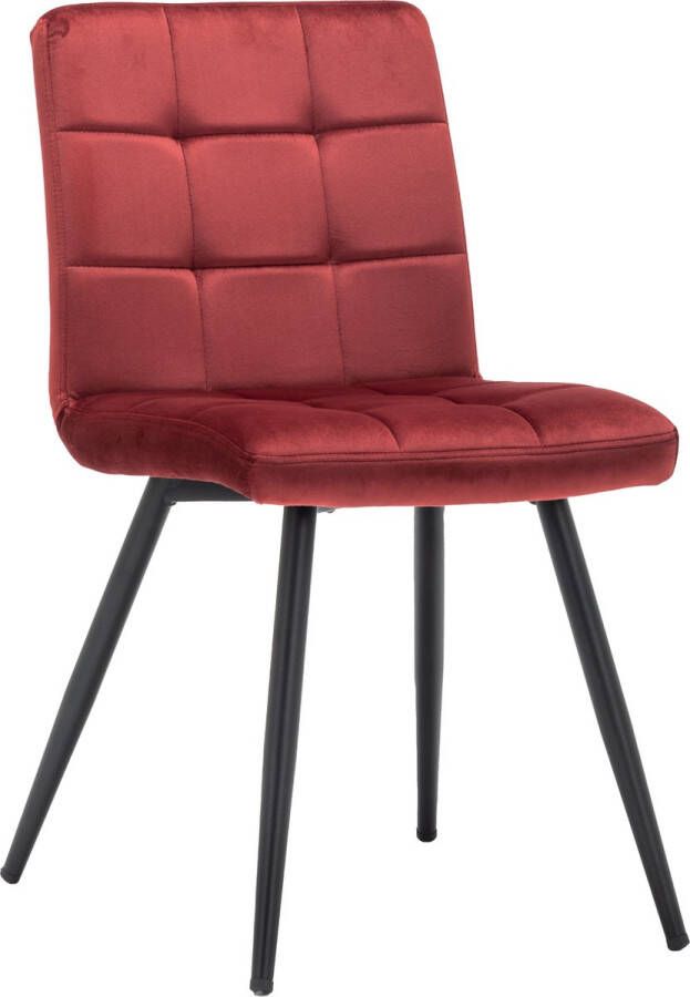 Furnihaus Eetkamerstoelen set van 4 Collin Velvet Bordeaux- Fluweel Metaalpoot