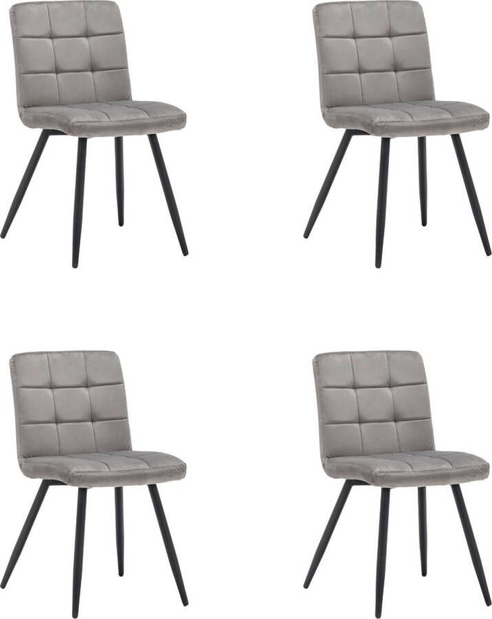 Furnihaus Velvet Eetkamerstoelen Set van 4 Collin Grijs Metaalpoot Fluweel Velvet