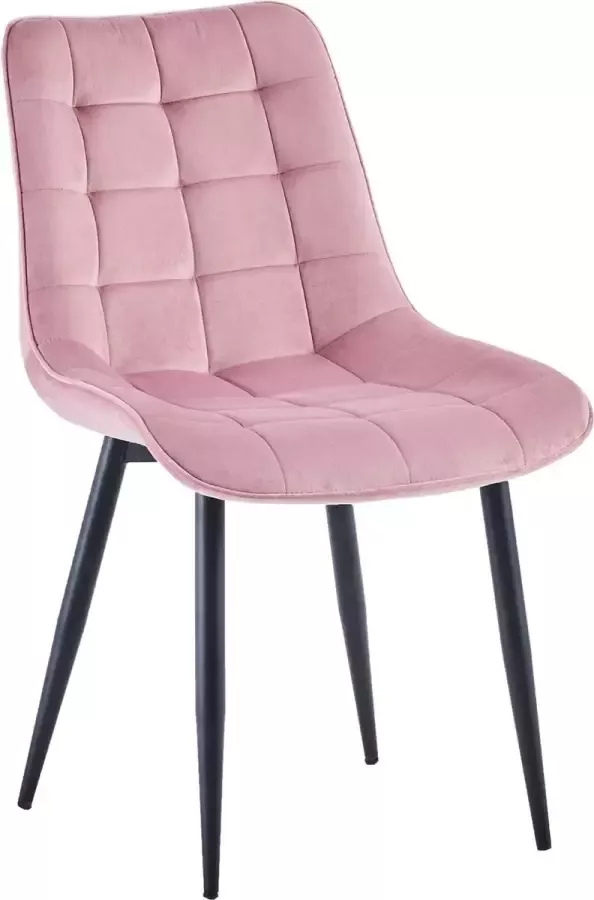 Furnihaus Eetkamerstoelen Set van 4 Felix Roze Metaalpoot Fluweel