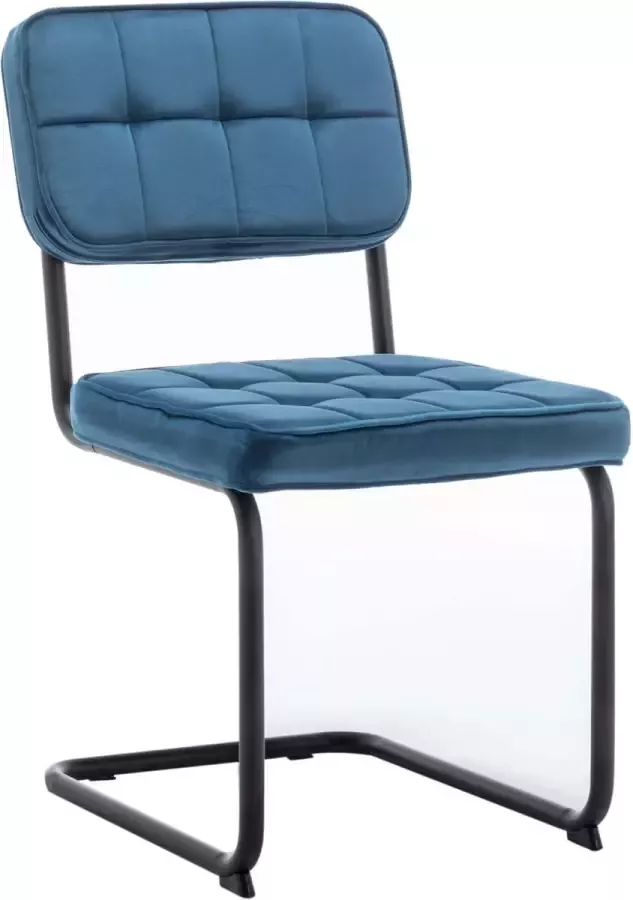 Furnihaus Eetkamerstoelen Set van 4 Flexa Blauw Metaalpoot Fluweel - Foto 2