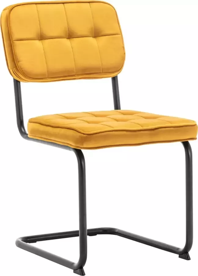 Furnihaus Eetkamerstoelen Set van 4 Flexa Geel Metaalpoot Fluweel