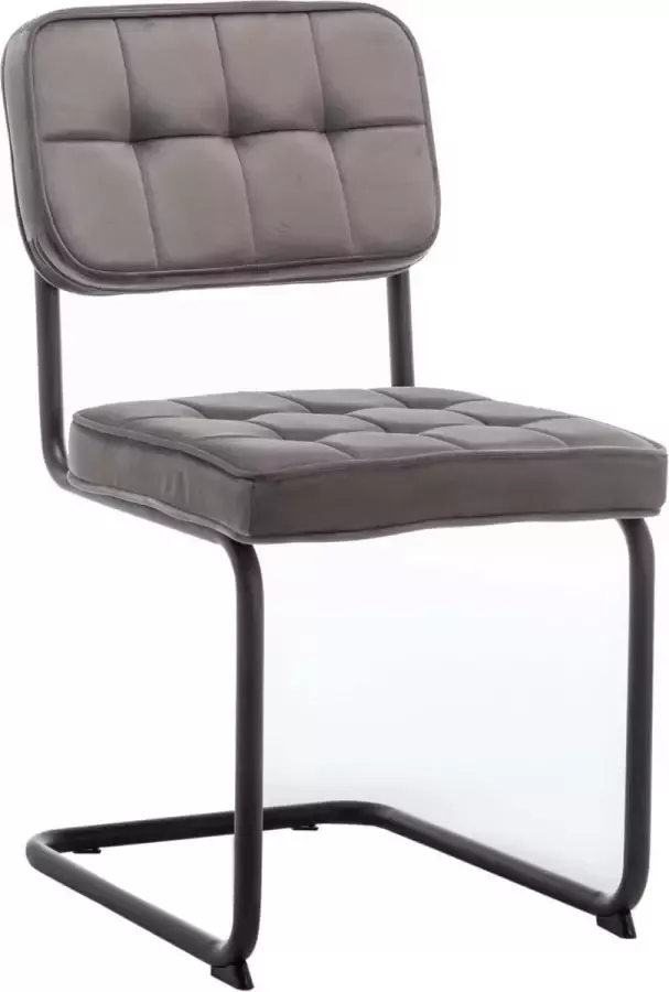 Furnihaus Eetkamerstoelen Set van 4 Flexa Grijs Metaalpoot Fluweel