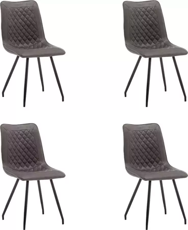 Furnihaus Eetkamerstoelen Set van 4 Kick Antraciet Metaalpoot Microvezel