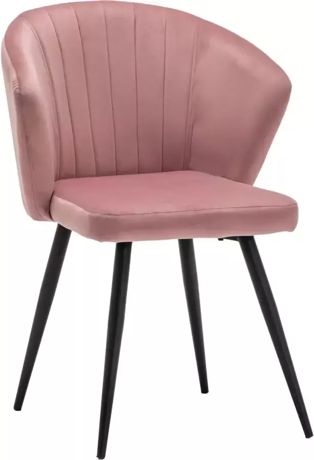 Furnihaus Eetkamerstoelen Set van 4 Mexion Roze Metaalpoot Fluweel