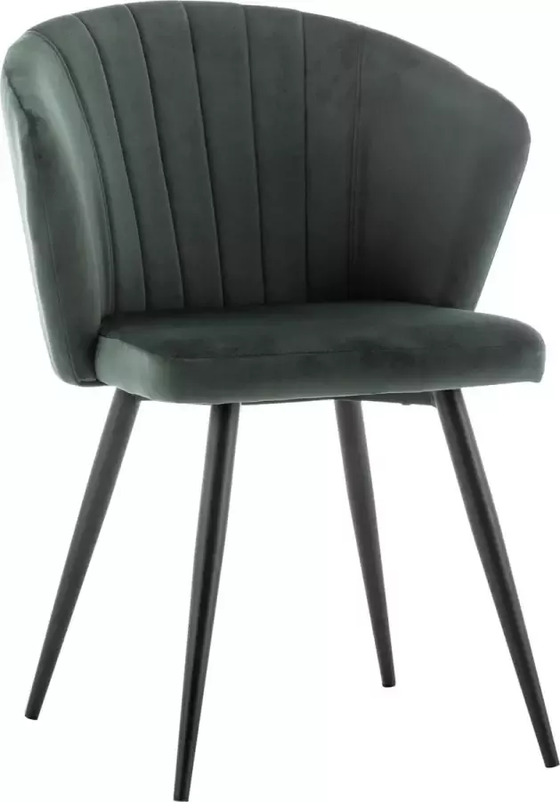 Furnihaus Eetkamerstoelen Set van 4 Mexion Velvet Groen Metaalpoot Fluweel