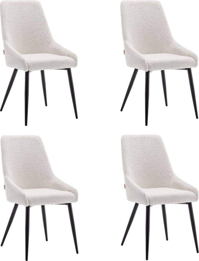 Furnihaus Criks Eetkamerstoel Oscar Boucle Creme Set van 4