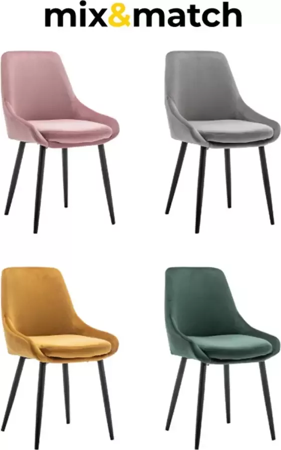 Furnihaus Criks Eetkamerstoelen Set van 4 Kick Antraciet Metaalpoot Microvezel - Foto 3