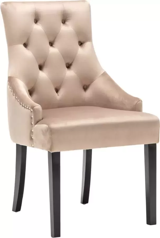 Furnihaus Eetkamerstoelen Set van 4 Romy Velvet Beige Houten Poten Fluweel