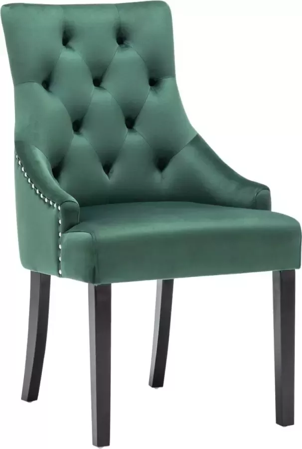 Furnihaus Eetkamerstoelen Set van 4 Romy Velvet Groen Houten Poten Fluweel