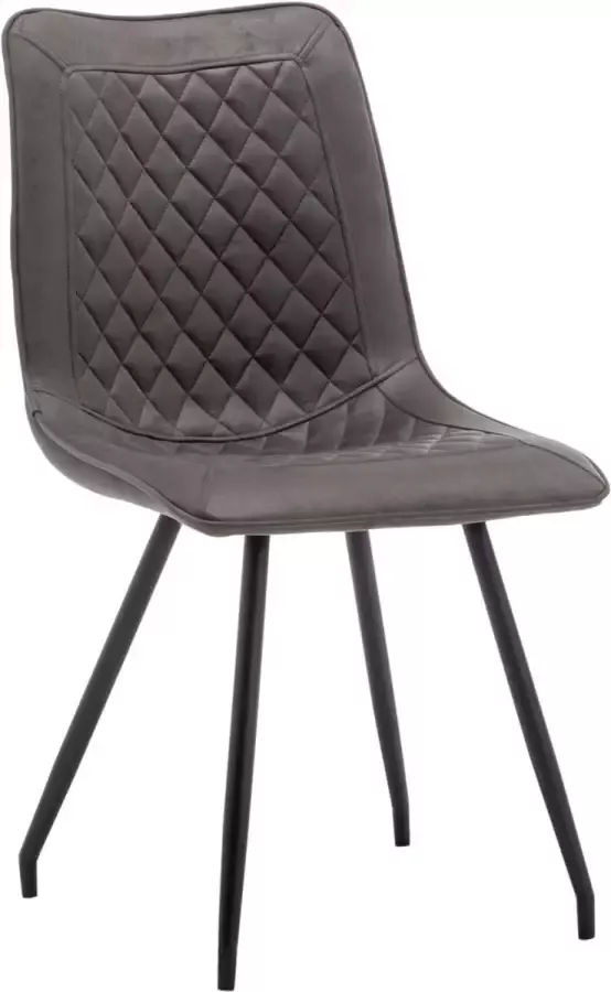 Furnihaus Eetkamerstoelen Set van 6 Kick Antraciet Metaalpoot Microvezel