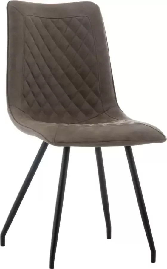 Furnihaus Eetkamerstoelen Set van 6 Kick Olijf Metaalpoot Microvezel