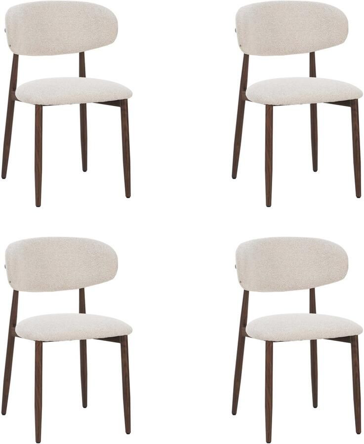 Furnihaus Celia eetkamerstoelen beige walnoot set van 4 luxe stof en metalen poten - Foto 2