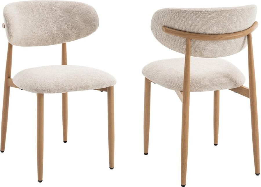 Furnihaus Celia eetkamerstoelen beige stof set van 2 comfortabele en stijlvolle uitstraling